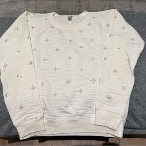 White Embellished Women's Sweatshirt